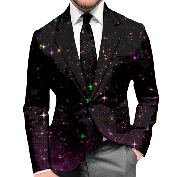 oqasdz Mens Blazer Sequin Print Long Sleeve Jacket Modern Tuxedo Alternative Comfort Loose Fit Sport Coat Daily Formal Outdoor Activities