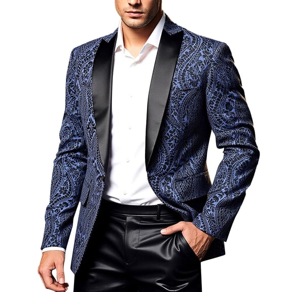 oqasdz Mens Blazer Stylish Cashew Pattern for Modern European Jacket for Orwear Casual Lightweight Sport Coat Travel Party Business Formal