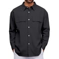thumbnail image 1 of oqasdz Mens Classic Long Sleeve Shirt with Turn Down Collar and Chest Pockets Comfortable Tailored Fit Tunic Tops Dress Work Trendy Outwear, 1 of 7