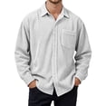thumbnail image 1 of oqasdz Mens Corduroy Shirt Long Sleeve Shirt with Pockets Relaxed Fit Knit Button Up Office Top Stretch Soft Casual Outdoor, 1 of 4