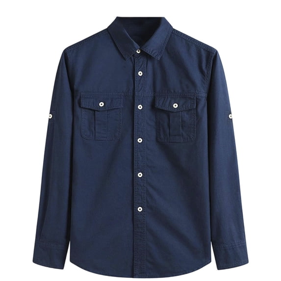 oqasdz Mens Long Sleeve Button Up Shirt Solid Color Slim Fit Shirts with Pocket Business Tunic Tops Dress Work Casual Everyday