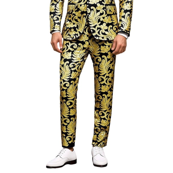 oqasdz Mens Pants Casual Performance Trousers with Allover Pattern and Sequin Detailing for Stage Shows Evening Events and Party Wear