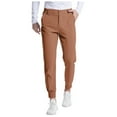 thumbnail image 1 of oqasdz Mens Pants Elastic Waist Solid Color Slim Fit Trousers with Pockets Business Work Dressy Suit Pants Fashion Casual Relaxed Cozy Dailywear, 1 of 6