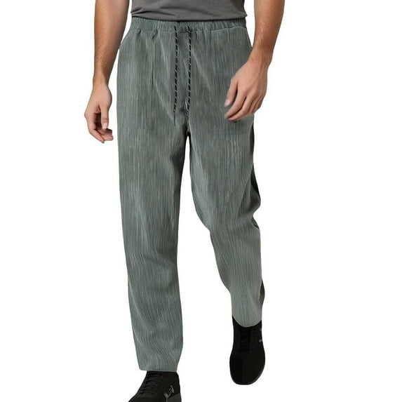 oqasdz Mens Pants Fashion Corduroy Solid Color Loose Straight Leg Casual Comfort Pants Trousers