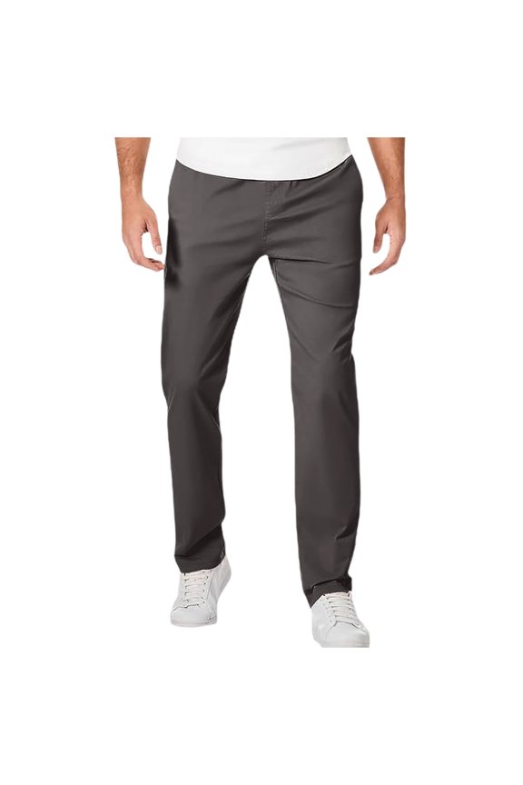Mens Pants Solid Color Elastic Waist Classic Veneer Crease Flat Head Chinos Mature Straight Leg Pants Casual Versatile Dailywear