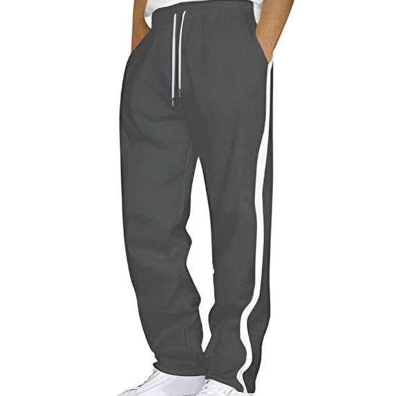 oqasdz Mens Pants Solid Color Winter Thermal Straight Leg Lightweight Sports Stretch Lined Trousers with Drawstring Casual Relaxed Cozy Dailywear