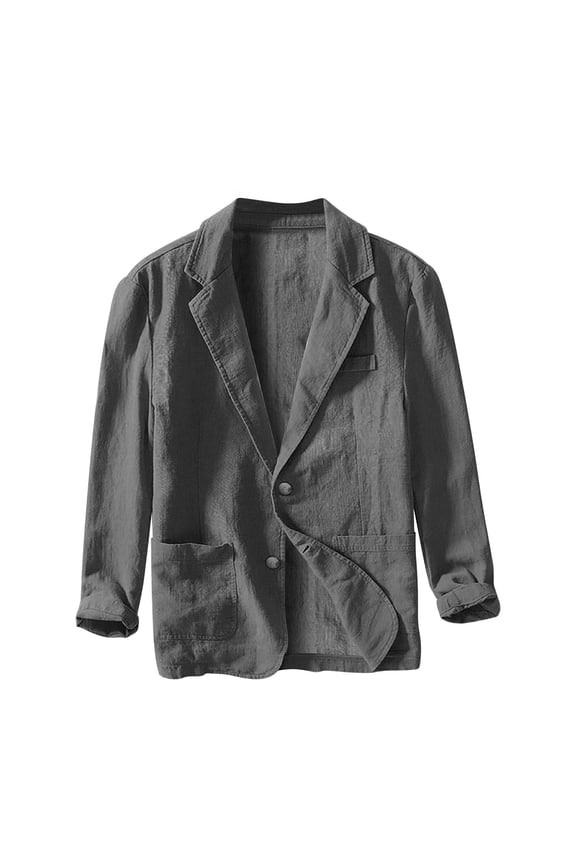 Mens Suit Jacket Business formal Casual Suit Loose Fitting Fashion Solid Color Single Layer Suit Coat Top,Size L