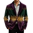 thumbnail image 1 of oqasdz Mens Suit Jacket Festive Corduroy Printed Fashion Jacket for Nights Stretch Slim Fit Dress Coat Travel Party Business Formal, 1 of 5
