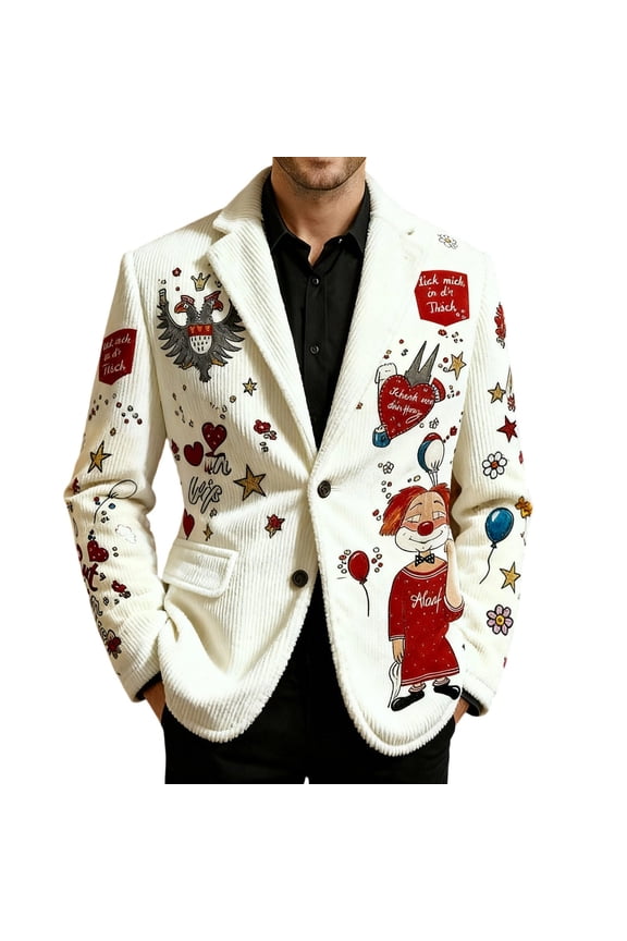 Mens Suit Jacket Festive Corduroy Sequin Print Jacket for Stylish Casual Lightweight Sport Coat Travel Party Business Formal