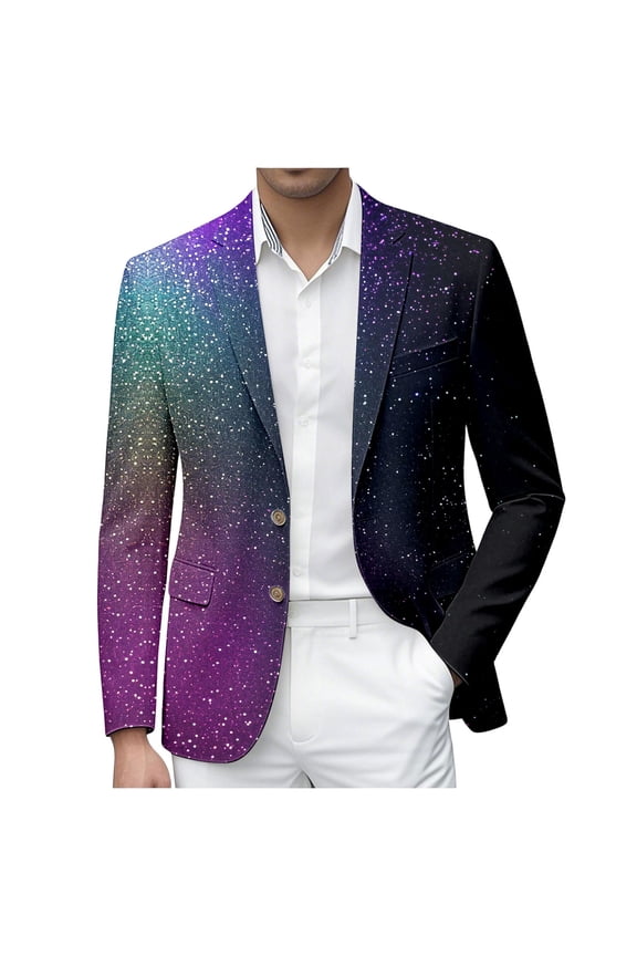 Mens Suit Jacket Print Dinner Elegant Lapel Long Sleeve for Groom Event Attire Stylish Comfort Fit Sport Coat Party Business Formal