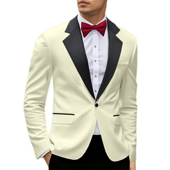 oqasdz Mens Suit Jacket Tailored Collar Slim Fit Comfortable for Business Party Wedding Evening Casual Stylish Coat Top,Size S