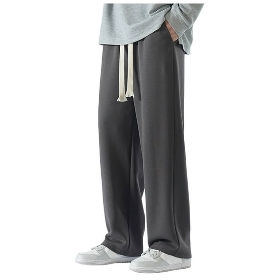 oqasdz Mens Sweatpants Solid Color Loose Sag Straight Leg Wide Leg Pants Casual Comfortable Sweat Pants