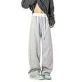 thumbnail image 1 of oqasdz Mens Sweatpants Wide Leg Stretch Solid Color Casual Drawstring Baggy Pants Couple Fashion Sports Athletic Outdoor Long Pants, L, 1 of 4