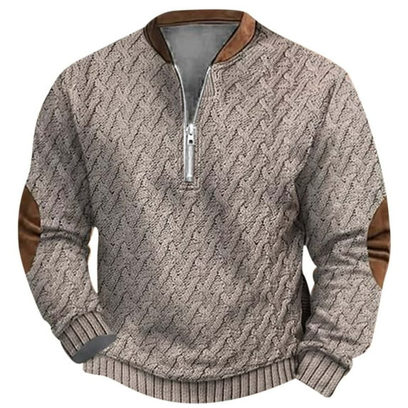 oqasdz Mens Sweatshirt Autumn Winter Large Size Printing Half Zip Round Neck Fashion Casual Knitted Sweater Pullover,Size M