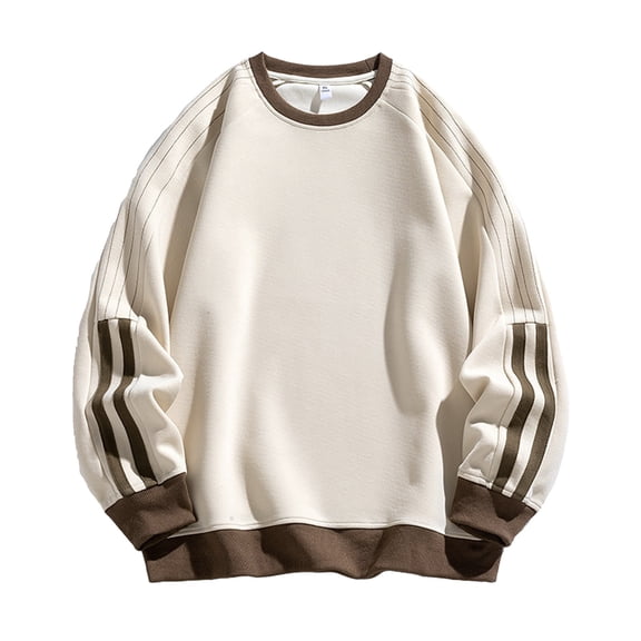 oqasdz Mens Sweatshirt Autumn and Winter Round Neck Hoodless Casual Round Neck Color Blocking Long Sleeve Hoodless Pullover