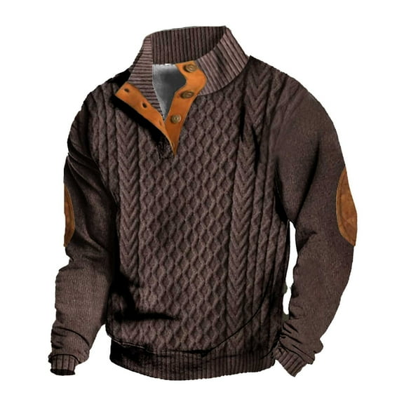 oqasdz Mens Sweatshirt Buckle Stand Collar Long Sleeve Casual Loose Comfortable Fashion Outwear Daily Pullover