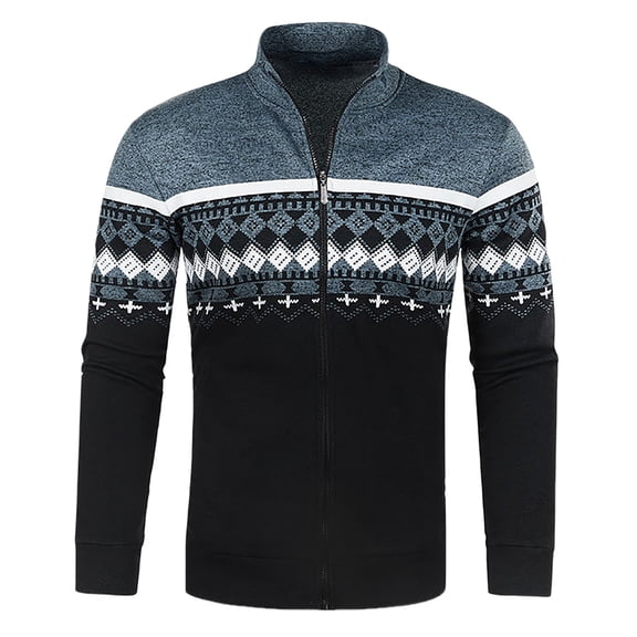 oqasdz Mens Sweatshirt Stand Up Collar Thin Jacket Casual Loose Jacquard Slim Hoodless Cardigan Pullover