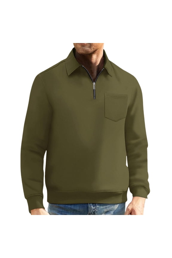 Mens Sweatshirt Thickened Shirt Fall and Winter Hundred Retro Half Zipper Sweater Jacket Long Sleeved Pullover