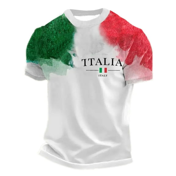 oqasdz Mens T Shirts Casual Italian Flag Print Comfortable Breathable for Daily Wear Sports and Outdoors Tee Top