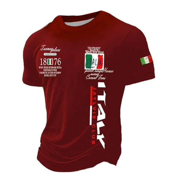 oqasdz Mens T Shirts Casual Italian Flag Print Short Sleeve for Daily Wear Sports and Leisure Comfortable Breathable Tee Top