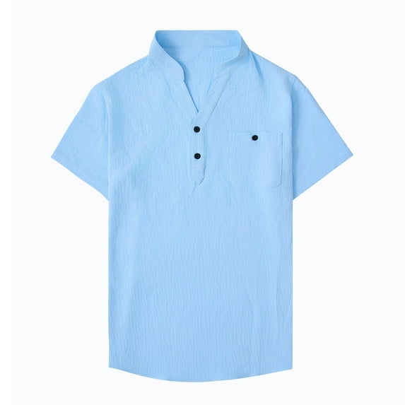 oqasdz Mens T Shirts Casual Tang Suit Style Breathable Summer Comfortable Daily Wear Pure Color for Gentlemen Tee Top