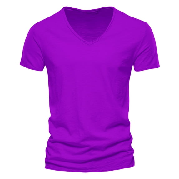 oqasdz Mens T Shirts Solid Color V Neck Short Sleeve Slim Fit Sports Active Outwear Dailiy Trendy Tee Top
