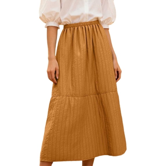 oqasdz Mid Length Skirts for Women High Waist Solid Color Stretch Versatile Midi Skirt Elegant Design Comfortable Soft Fabric Daily Wear