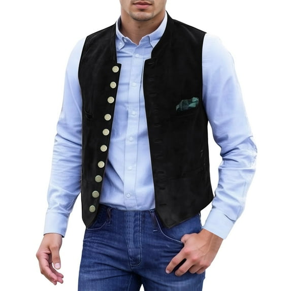oqasdz Oktoberfest Men's Formal Vest Wedding Slim Solid Color Button Front Stylish Layering Piece Breathable Casual Versatile Cozy Daily Wear