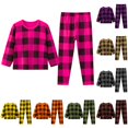 thumbnail image 1 of oqasdz Pajamas for Boys Classic Long Sleeve Pajama Set Plaid Print Pullover Top and Pajamas Pants Cozy Pjs for Kids Child Loungewear Relaxed Fit Clothes Set,Hot Pink,Size 4 Y-5 Y, 1 of 3