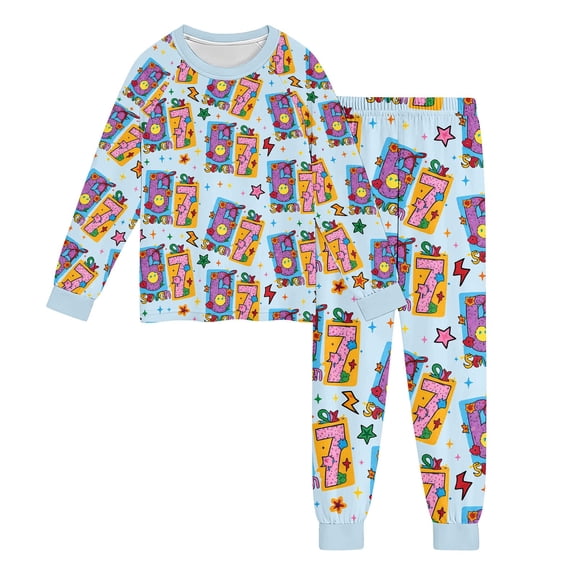 oqasdz Pajamas for Girls Long Sleeve 2 Piece Sleepwear Loose Fit Breathable Loungewear for Kids and Toddler Relaxed Fit Pajama Set