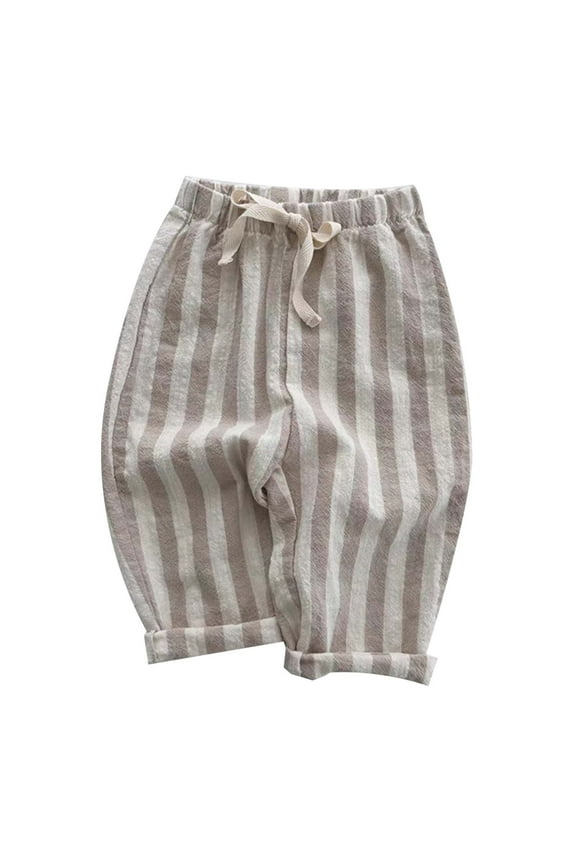 Pants for Boys Kids Baby Minimalist Striped Daily Elastic Waist Thin Comforable Mosquito-proof Pants Size 3 Y-4 Y