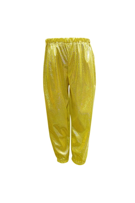Pants for Girls Kids Sequins Sparkly Metallic Harem Dance Loose Fit Modern Hop Streetwear Trousers Size 9 Y-10 Y