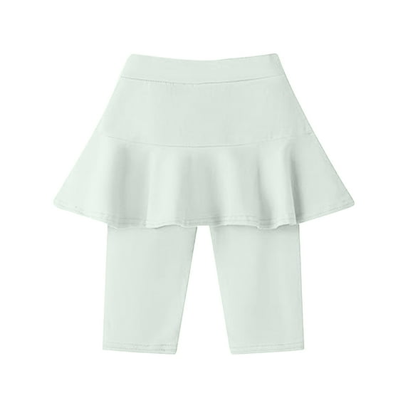 oqasdz Pants for Girls Knee Length Leggings with Skirt Kids Summer Ruffle Skirt Stretchy Athletic Size 6 Y-7 Y