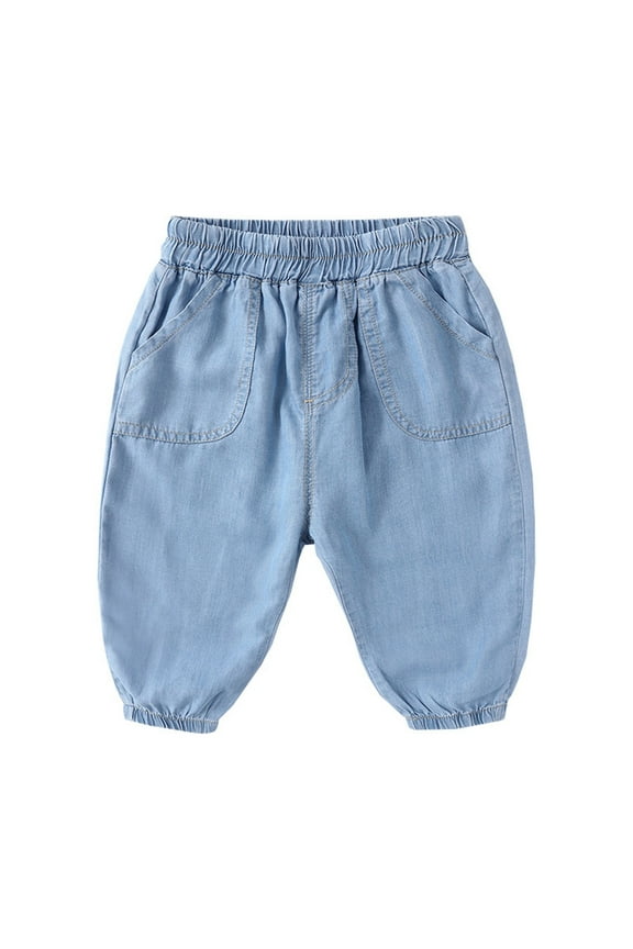 Pants for Girls Toddler Kids Baby Jeans Solid Color Thin Comfortable Stretchy Outdoor Denim Trousers Size 3 Y-4 Y