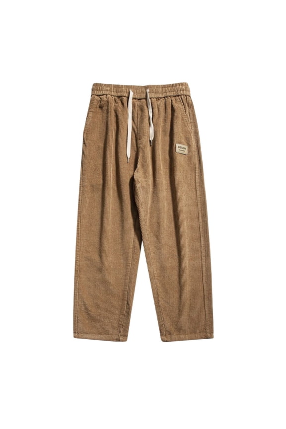 Pants for Men Autumn Winter Straight Leg Tube Sag Loose Fashion Cordiroy Gray Sports Flannel Trousers