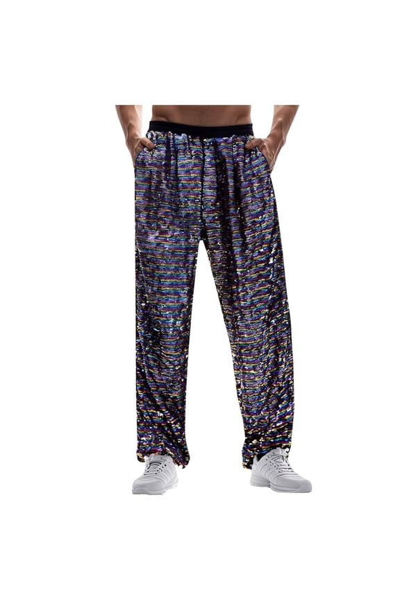 Pants for Men Elastic Waist Carnival Special Glitter Wide Leg Festival Party Holiday Fashion Stylish Lightweight Pants Casual Y2k Streetwear