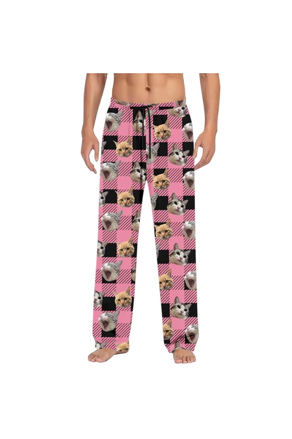 Pants for Men Pyjamas with Pockets Trousers for Men and Women Fashion Cute Cat Pet Print Outdoor Streetwear Casual Pajama Pants