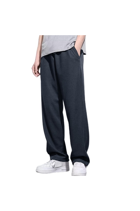 Pants for Men with Pocket Loose Casual Straight Leg Bottom Drawstring Jogging Running Training Trousers