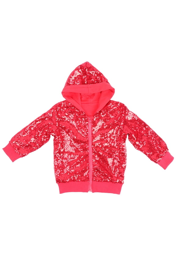 Sequin Jackets Girls Colorful Long Sleeve Zip up Jacket for Kids Christmas Shiny Fashion Clothes Coat Outwear Size 3 Y-4 Y