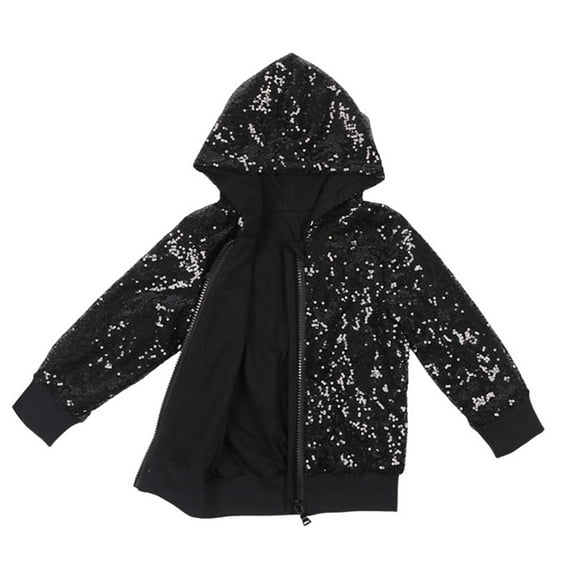 oqasdz Sequin Jackets Girls Colorful Long Sleeve Zip up Jacket for Kids Christmas Shiny Fashion Clothes Coat Outwear Size 6 Y-7 Y
