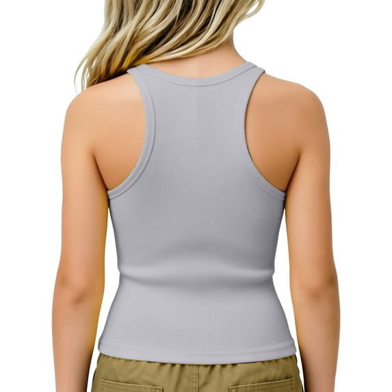 oqasdz Shirts for Girls Kids Athletic Racerback Crewneck Sleeveless Slim Fit Solid Color Undershirt Workout Yoga for Outdoor