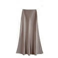 thumbnail image 1 of oqasdz Skirts for Women Elegant High Waist Satin Midi Skirt Solid Color Casual Wear Soft Flowy Comfortable Stretch Versatile Outfits, 1 of 3