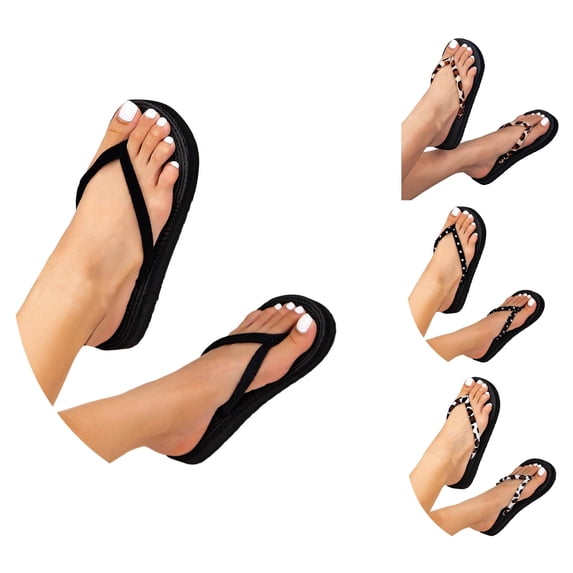 oqasdz Slippers for Women Bohemia Style High Heeled Platform Non Flip Flops Comfort Slippers for Ladies Summer Beach Outdoor,Black