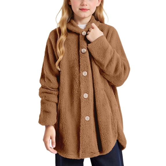 oqasdz Soft Jacket for Girls Cozy Winter Outerwear with Pockets Warm Hooded Coat for and Kids Long Sleeve Casual Cozy Snug Fit Daily Wear