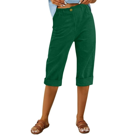 oqasdz Solid Color Casual Summer Pants For Everyday Wear Stylish Calf Length Design Lightweight And Comfortable Slacks Holiday Women Dailywear