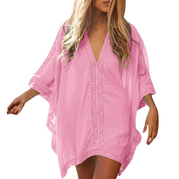 oqasdz Solid Color Women Beach Bathing Suit Swim Bikini Swimsuit Oversized Cover Up Dresses Soft Female Beachwear