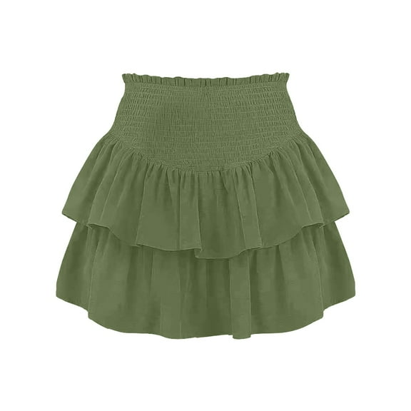 oqasdz Solid Color Women Irregular Pleated Flared Skort With Built In Skorts Cute Female Dailywear