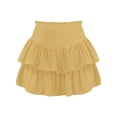 thumbnail image 1 of oqasdz Solid Color Women Irregular Pleated Flared Skort With Built In Skorts Stylish Female Dailywear, 1 of 3