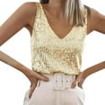 thumbnail image 1 of oqasdz Solid Color Women Sequin V Neck Tank Tops Glittering Evening Wear With Straps Camis Stylish Female Dailywear, 1 of 4