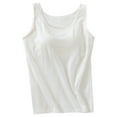 thumbnail image 1 of oqasdz Solid Color Womens Tank Tops With Built In Bras Summer Casual Crew Neck Sleeveless Camisole Plus Size Padded Workout Tops Leisure Female Dailywear, 1 of 4
